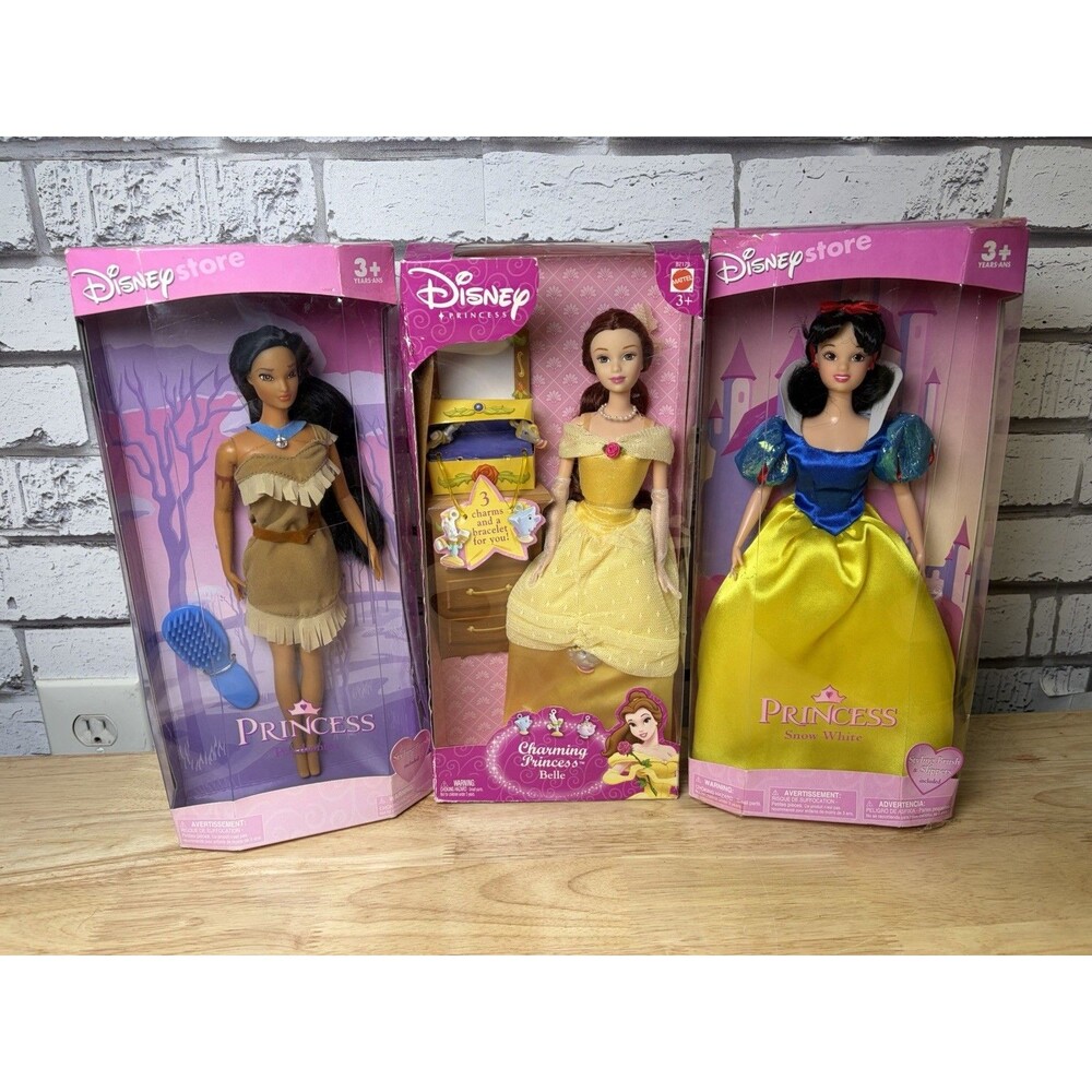 Disney Store Classic Princess Dolls NIB Snow White Belle Pocahontas 2000s